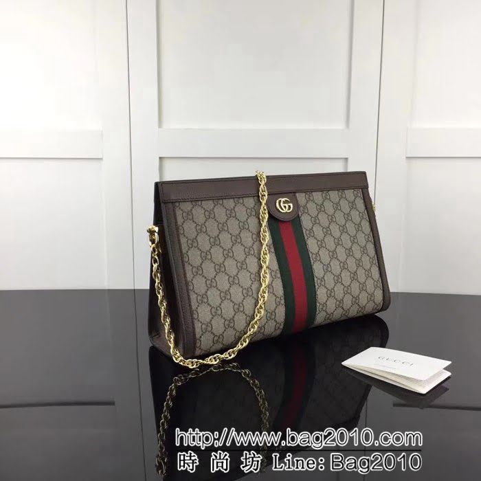 GUCCI古馳原單 新款專櫃品質高仿原單實物實拍503876 啡pvc配皮鏈條包 HY1022